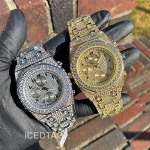 Iced Bling Out Mens Luxury White Gold Plated Arabic Dial Hip Hop Celebrity Watch